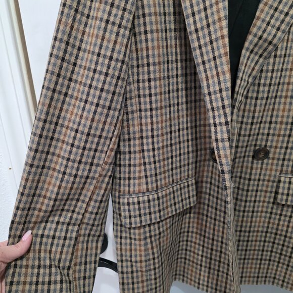 Madewell Brown Plaid Double-Breasted Blazer – Size M - Picture 6 of 9